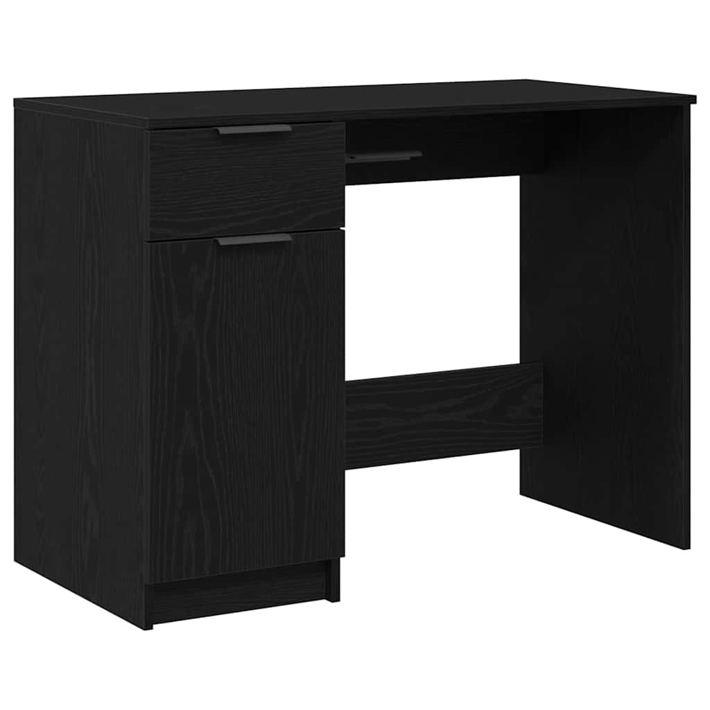 Bureau met lade Zwart Eiken 100 x 50 x 75 cm Bewerkt hout is nu te koop bij PeponiXL, paradijselijk wonen!