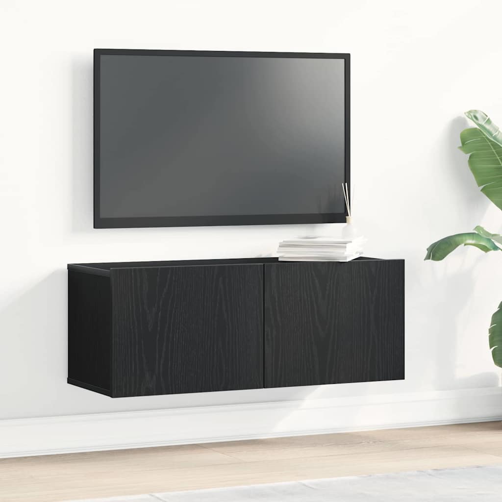 TV-kast 2 pcs Zwart Eiken 80 x 30 x 30 cm Bewerkt hout is nu te koop bij PeponiXL, paradijselijk wonen!