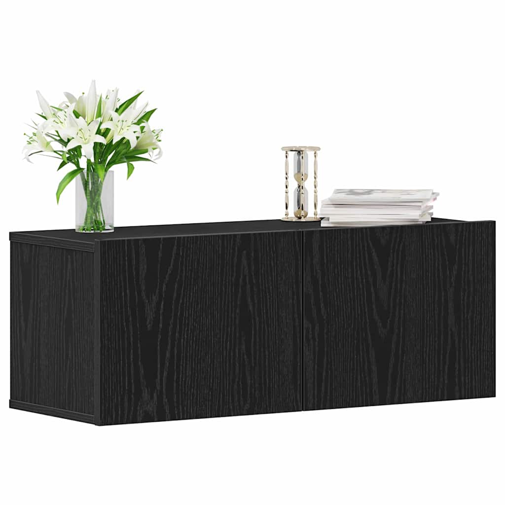 TV-kast 2 pcs Zwart Eiken 80 x 30 x 30 cm Bewerkt hout is nu te koop bij PeponiXL, paradijselijk wonen!