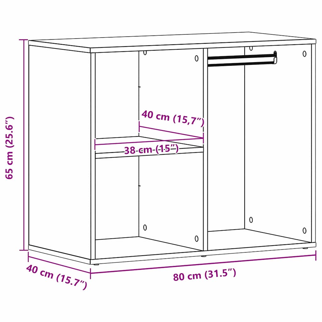 Cosmetiek kast Zwart Eiken 80 x 40 x 65 cm Bewerkt hout is nu te koop bij PeponiXL, paradijselijk wonen!
