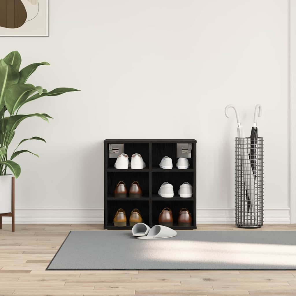 Schoenenkast Zwart Eiken 52 x 30 x 50,5 cm Bewerkt hout is nu te koop bij PeponiXL, paradijselijk wonen!