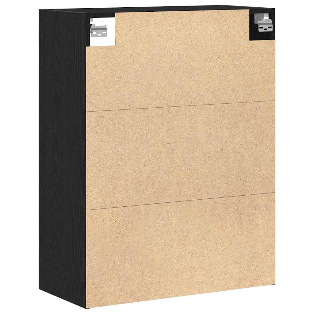 Hangende Wandkast Zwart Eiken 69,5 x 32,5 x 90 cm Bewerkt hout is nu te koop bij PeponiXL, paradijselijk wonen!