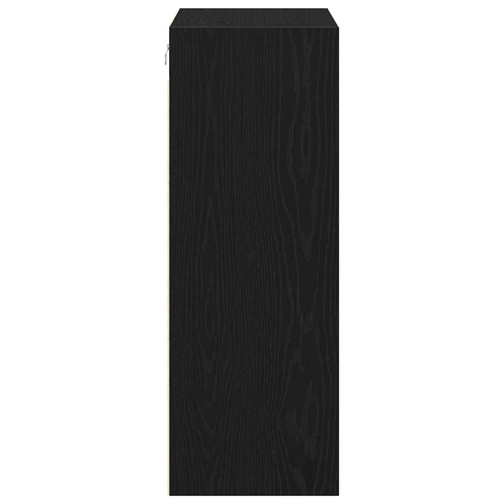 Hangende Wandkast Zwart Eiken 69,5 x 32,5 x 90 cm Bewerkt hout is nu te koop bij PeponiXL, paradijselijk wonen!