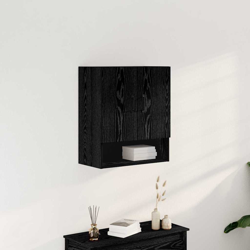 Wandkast Zwart Eiken 60 x 30 x 70 cm Bewerkt hout is nu te koop bij PeponiXL, paradijselijk wonen!