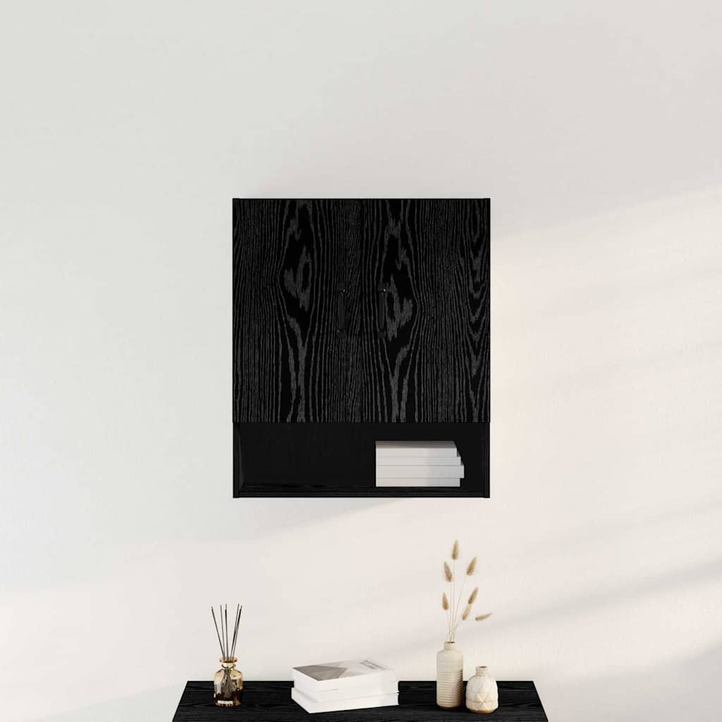 Wandkast Zwart Eiken 60 x 30 x 70 cm Bewerkt hout is nu te koop bij PeponiXL, paradijselijk wonen!