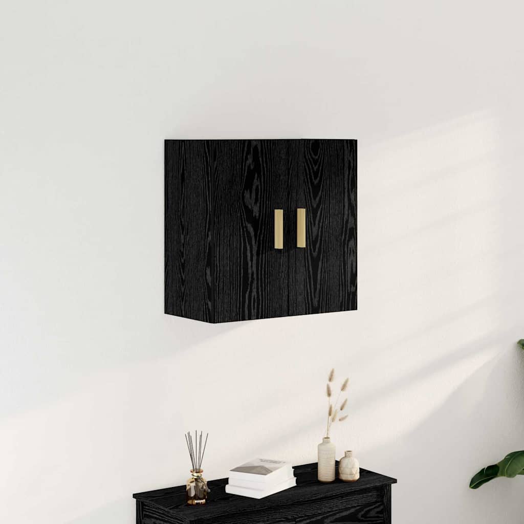 Wandkast Zwart Eiken 60 x 30 x 60 cm Bewerkt hout is nu te koop bij PeponiXL, paradijselijk wonen!