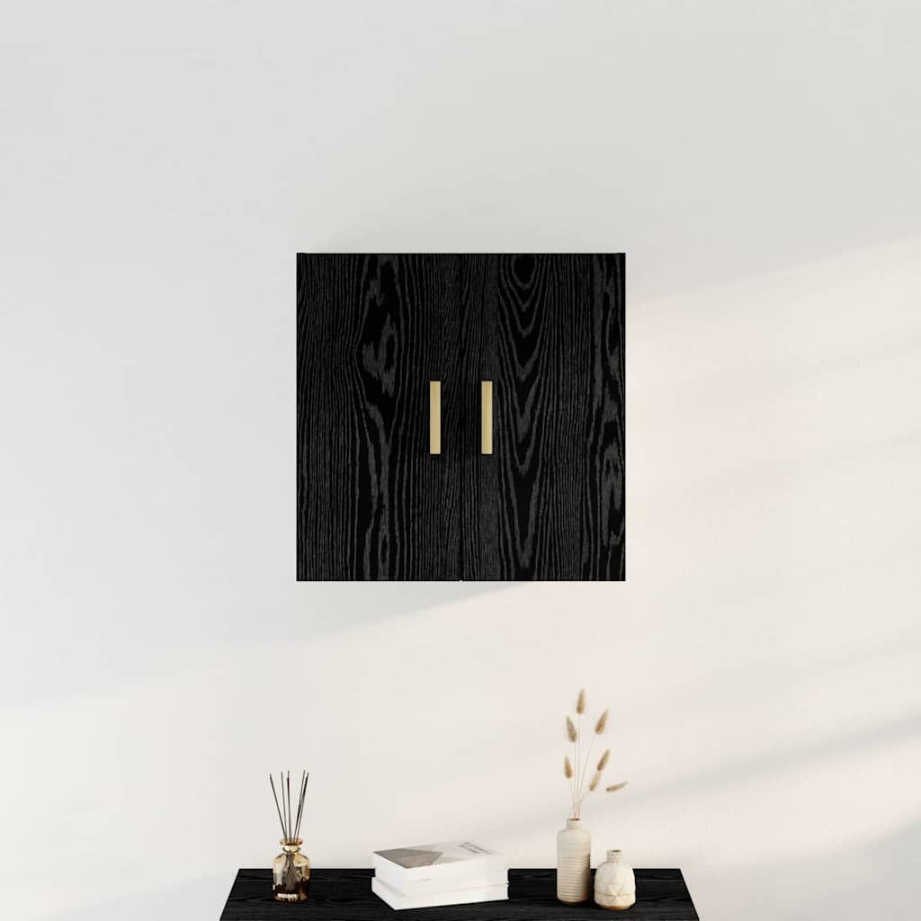 Wandkast Zwart Eiken 60 x 30 x 60 cm Bewerkt hout is nu te koop bij PeponiXL, paradijselijk wonen!