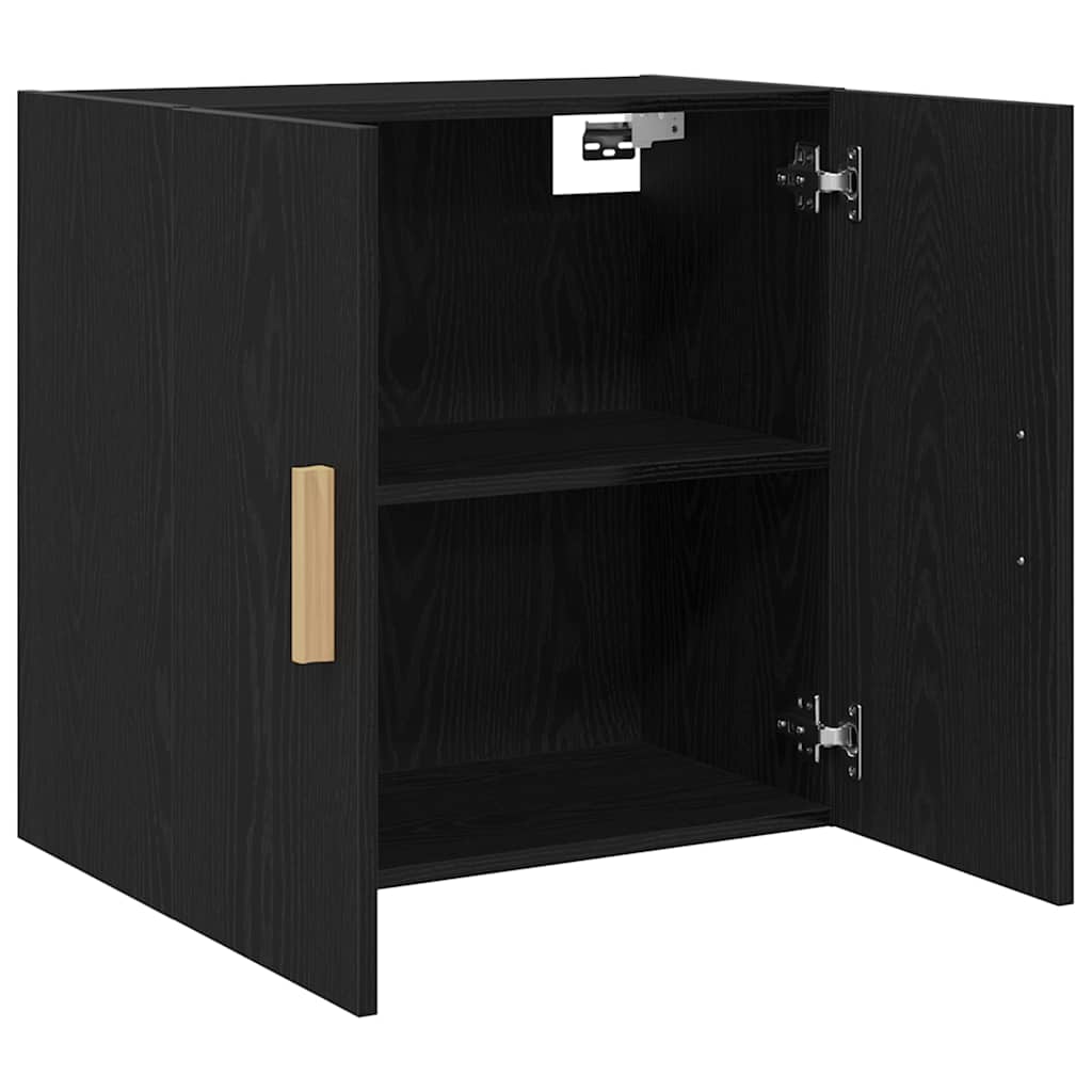 Wandkast Zwart Eiken 60 x 30 x 60 cm Bewerkt hout is nu te koop bij PeponiXL, paradijselijk wonen!