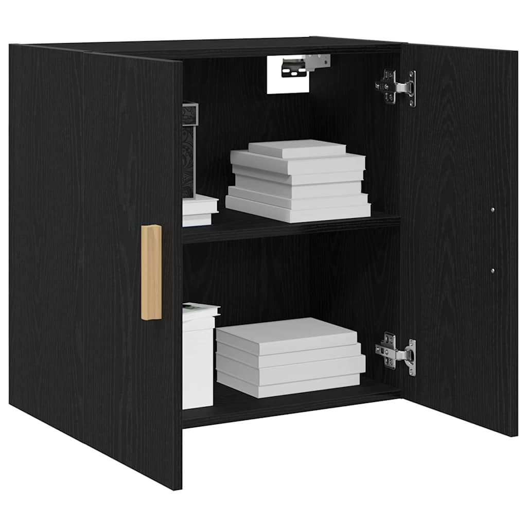 Wandkast Zwart Eiken 60 x 30 x 60 cm Bewerkt hout is nu te koop bij PeponiXL, paradijselijk wonen!