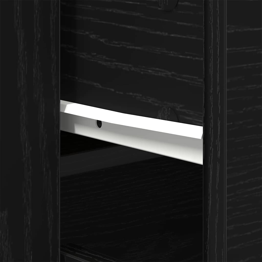 Dressoir met lade Zwart Eiken 80 x 33 x 70 cm Bewerkt hout is nu te koop bij PeponiXL, paradijselijk wonen!