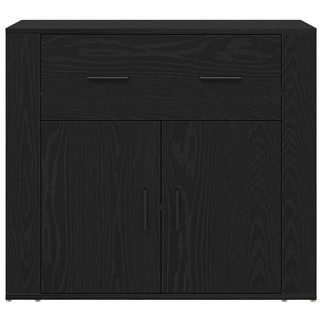 Dressoir met lade Zwart Eiken 80 x 33 x 70 cm Bewerkt hout is nu te koop bij PeponiXL, paradijselijk wonen!