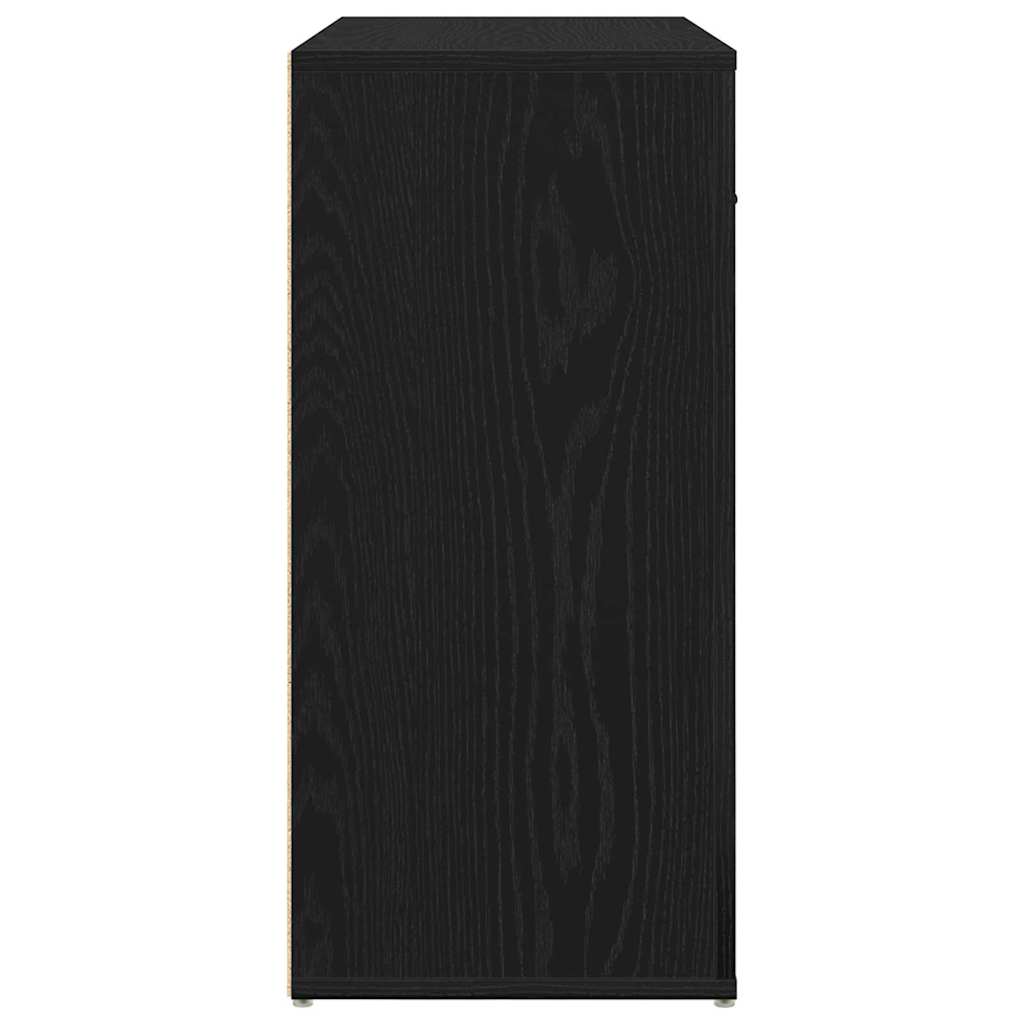 Dressoir met lade Zwart Eiken 80 x 33 x 70 cm Bewerkt hout is nu te koop bij PeponiXL, paradijselijk wonen!