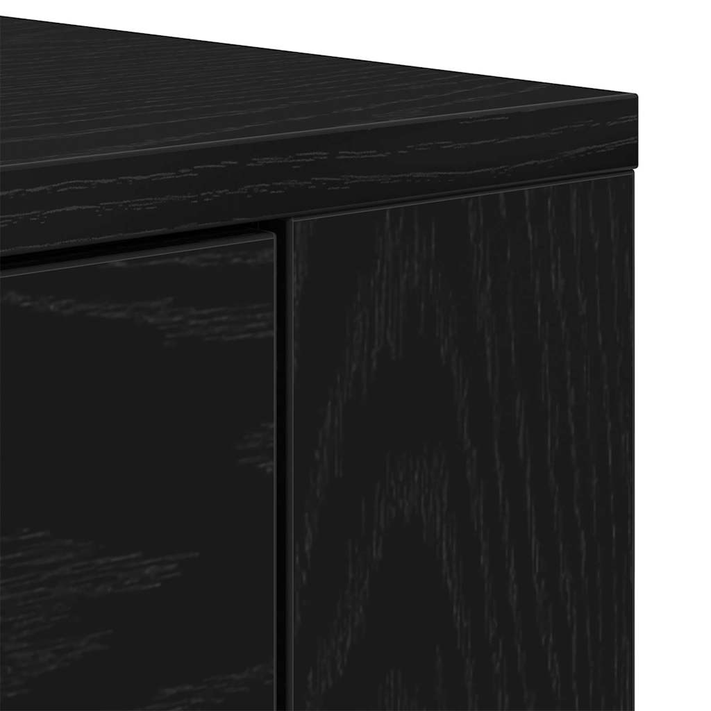 Dressoir met lade Zwart Eiken 80 x 33 x 70 cm Bewerkt hout is nu te koop bij PeponiXL, paradijselijk wonen!