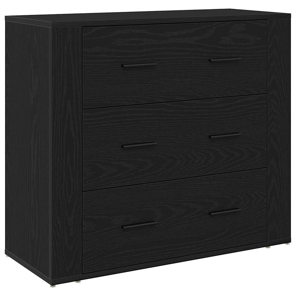Dressoir met lade Zwart Eiken 80 x 33 x 70 cm Bewerkt hout is nu te koop bij PeponiXL, paradijselijk wonen!