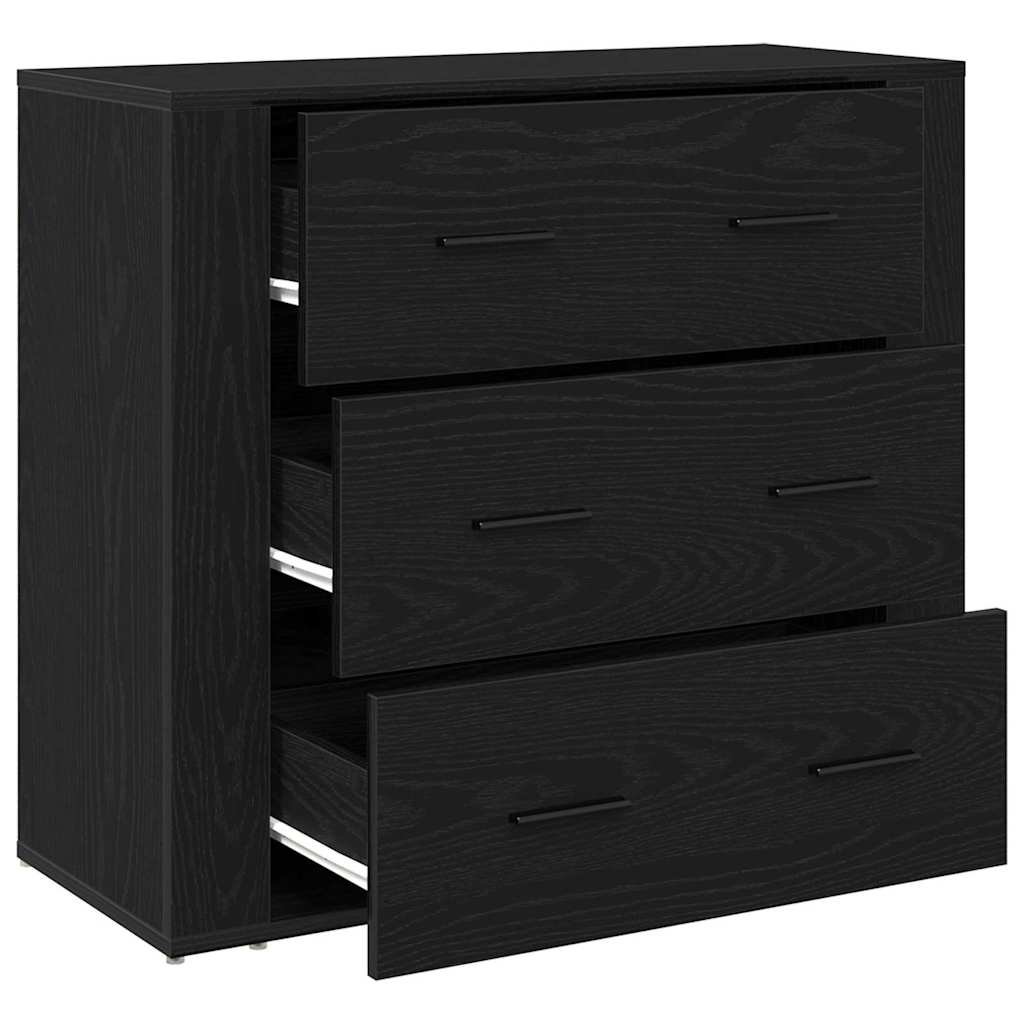 Dressoir met lade Zwart Eiken 80 x 33 x 70 cm Bewerkt hout is nu te koop bij PeponiXL, paradijselijk wonen!