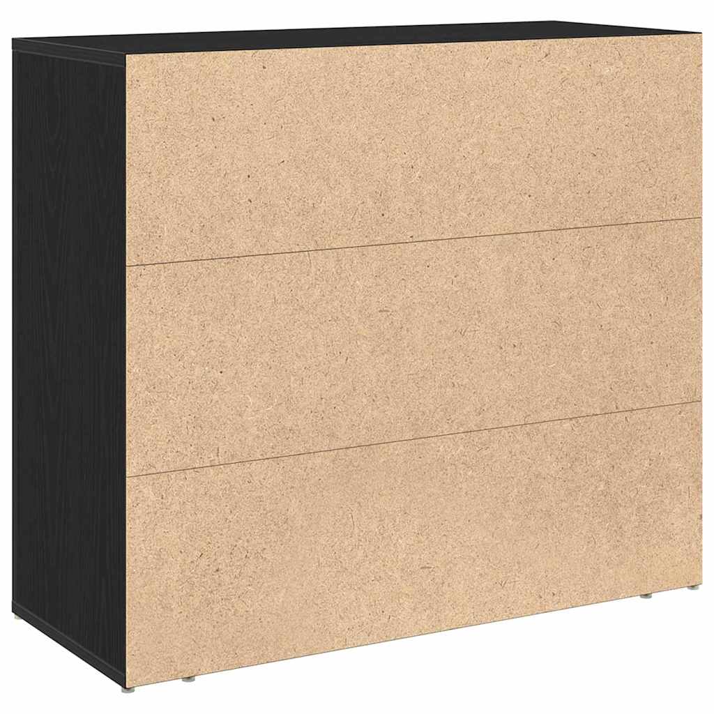 Dressoir met lade Zwart Eiken 80 x 33 x 70 cm Bewerkt hout is nu te koop bij PeponiXL, paradijselijk wonen!