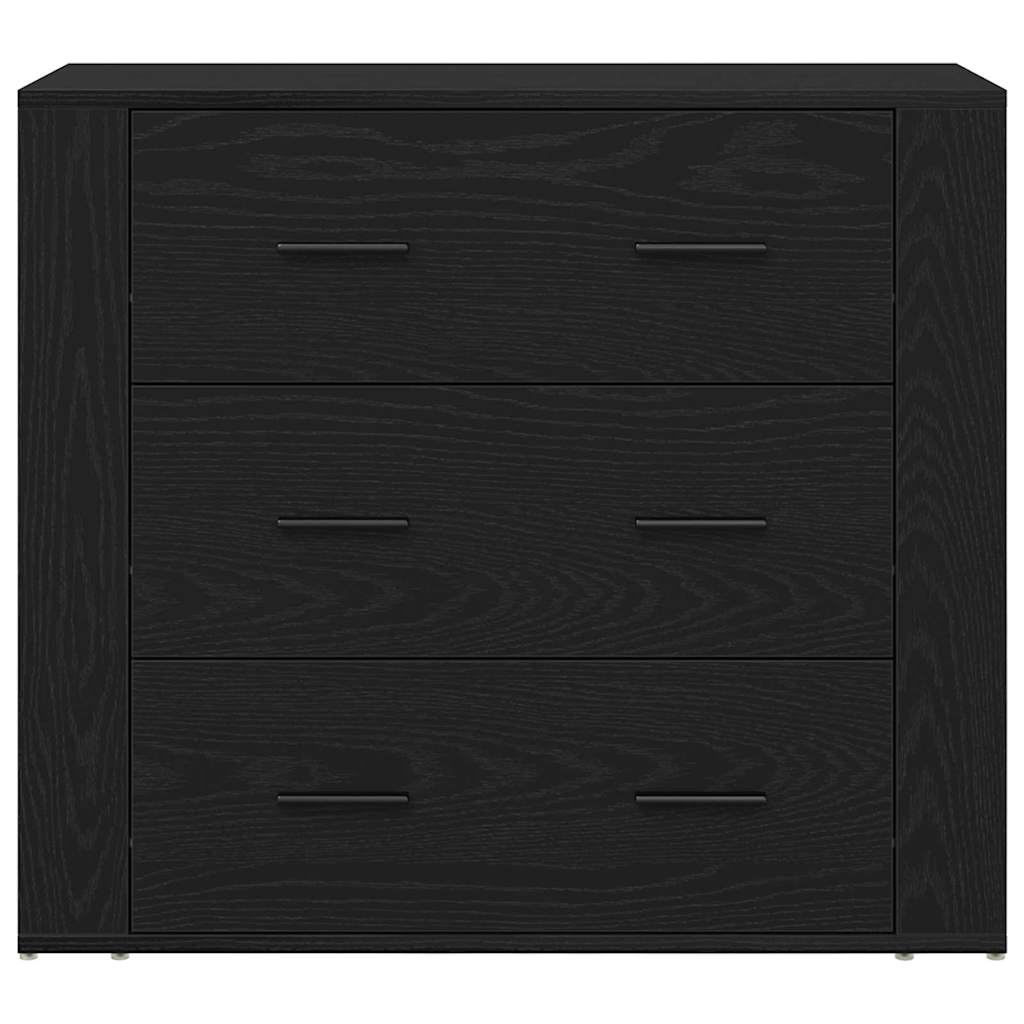 Dressoir met lade Zwart Eiken 80 x 33 x 70 cm Bewerkt hout is nu te koop bij PeponiXL, paradijselijk wonen!