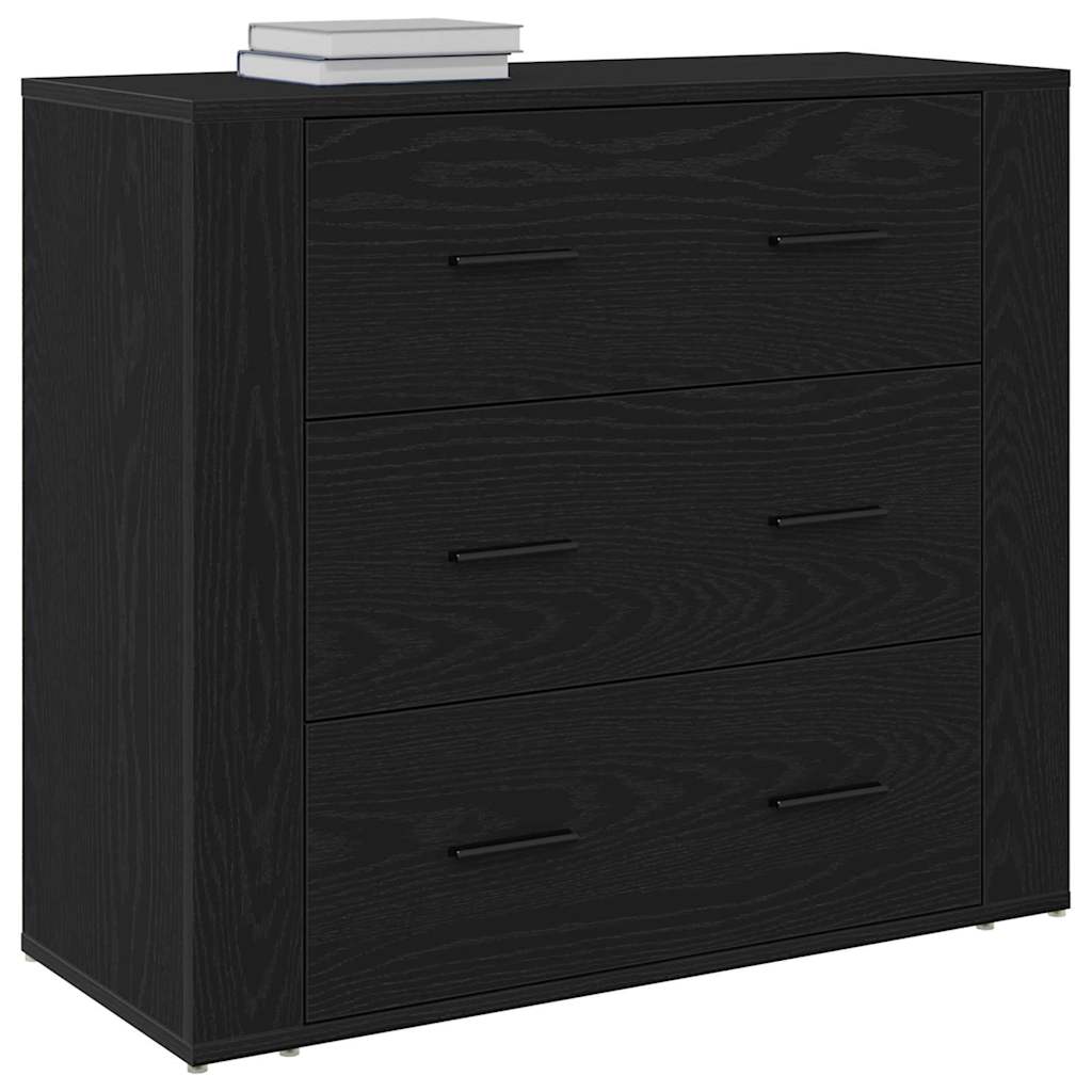 Dressoir met lade Zwart Eiken 80 x 33 x 70 cm Bewerkt hout is nu te koop bij PeponiXL, paradijselijk wonen!