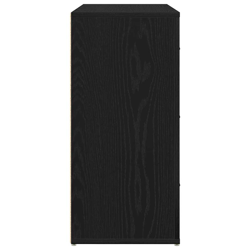 Dressoir met lade Zwart Eiken 80 x 33 x 70 cm Bewerkt hout is nu te koop bij PeponiXL, paradijselijk wonen!