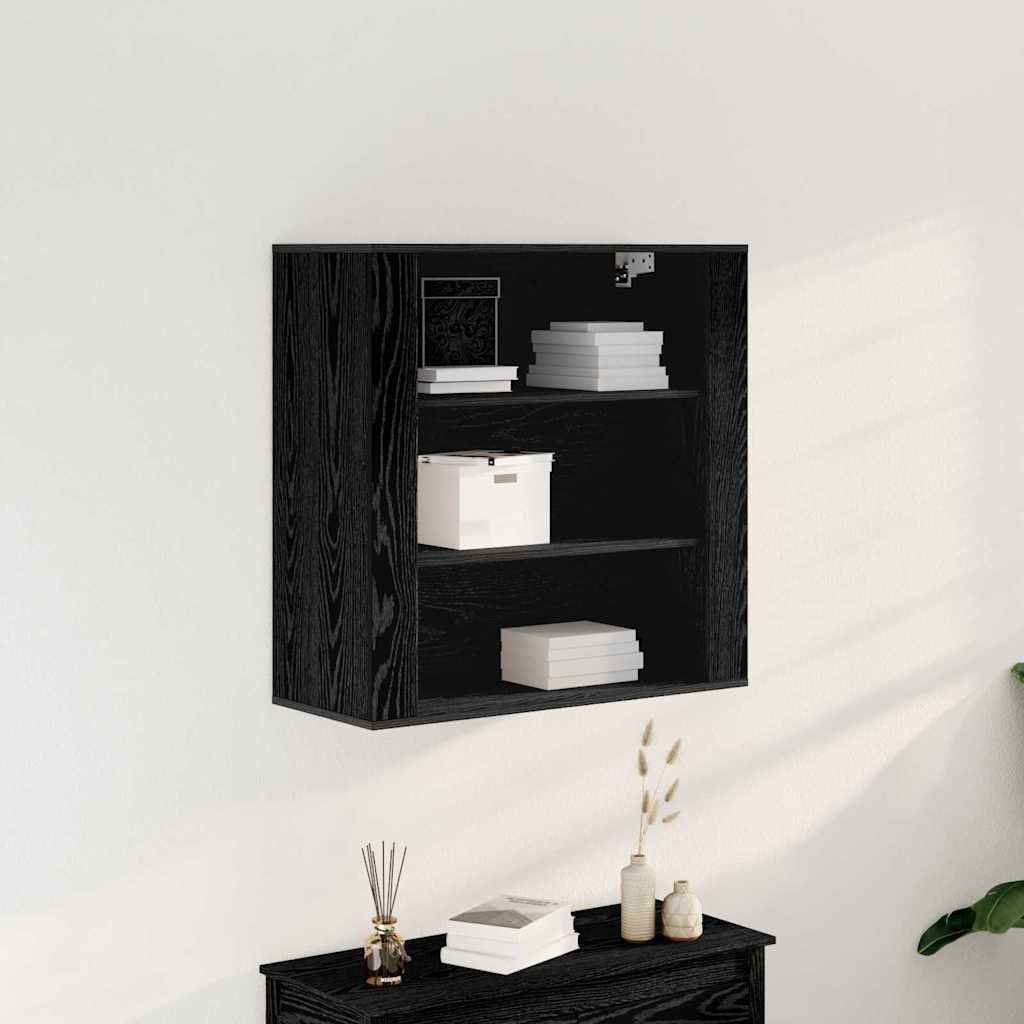 Wandkast met plank Zwart Eiken 80 x 33 x 80 cm Bewerkt hout is nu te koop bij PeponiXL, paradijselijk wonen!
