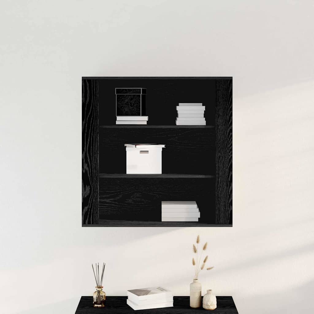 Wandkast met plank Zwart Eiken 80 x 33 x 80 cm Bewerkt hout is nu te koop bij PeponiXL, paradijselijk wonen!