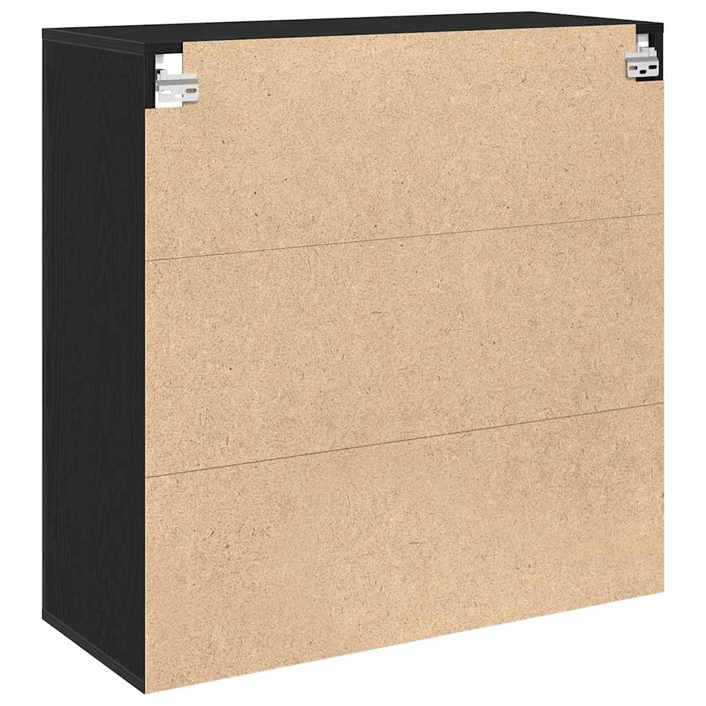 Wandkast met plank Zwart Eiken 80 x 33 x 80 cm Bewerkt hout is nu te koop bij PeponiXL, paradijselijk wonen!