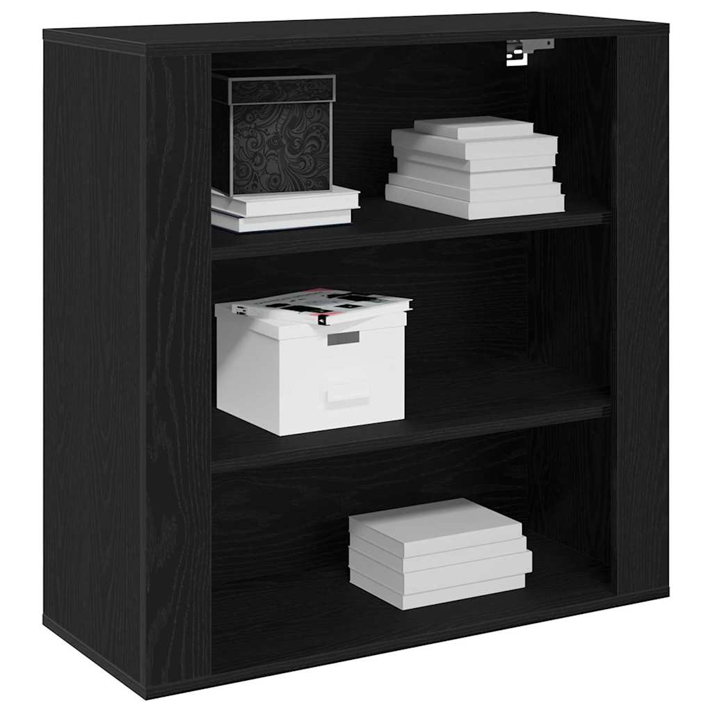 Wandkast met plank Zwart Eiken 80 x 33 x 80 cm Bewerkt hout is nu te koop bij PeponiXL, paradijselijk wonen!