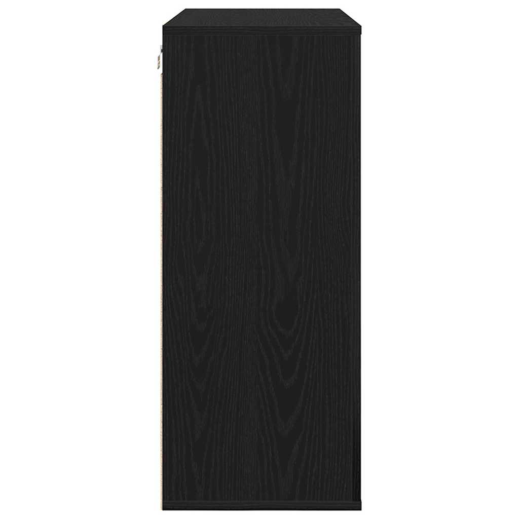 Wandkast met plank Zwart Eiken 80 x 33 x 80 cm Bewerkt hout is nu te koop bij PeponiXL, paradijselijk wonen!
