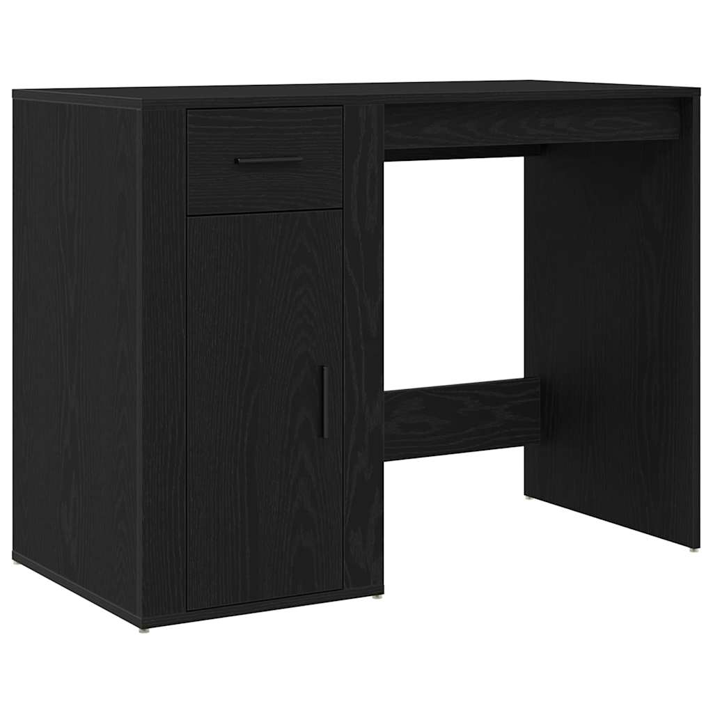 Bureau met lade Zwart Eiken 100 x 49 x 74 cm Bewerkt hout is nu te koop bij PeponiXL, paradijselijk wonen!