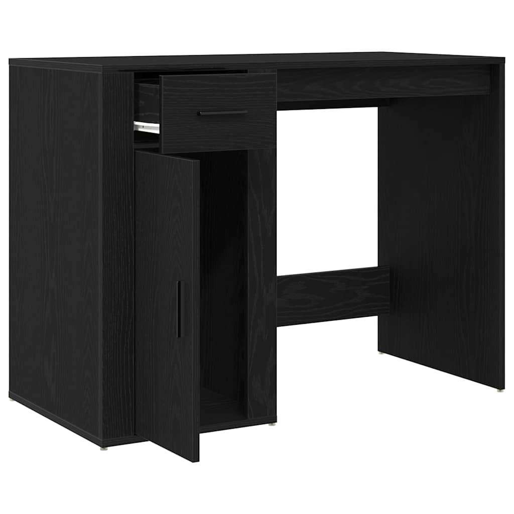Bureau met lade Zwart Eiken 100 x 49 x 74 cm Bewerkt hout is nu te koop bij PeponiXL, paradijselijk wonen!