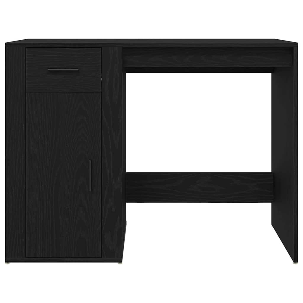 Bureau met lade Zwart Eiken 100 x 49 x 74 cm Bewerkt hout is nu te koop bij PeponiXL, paradijselijk wonen!