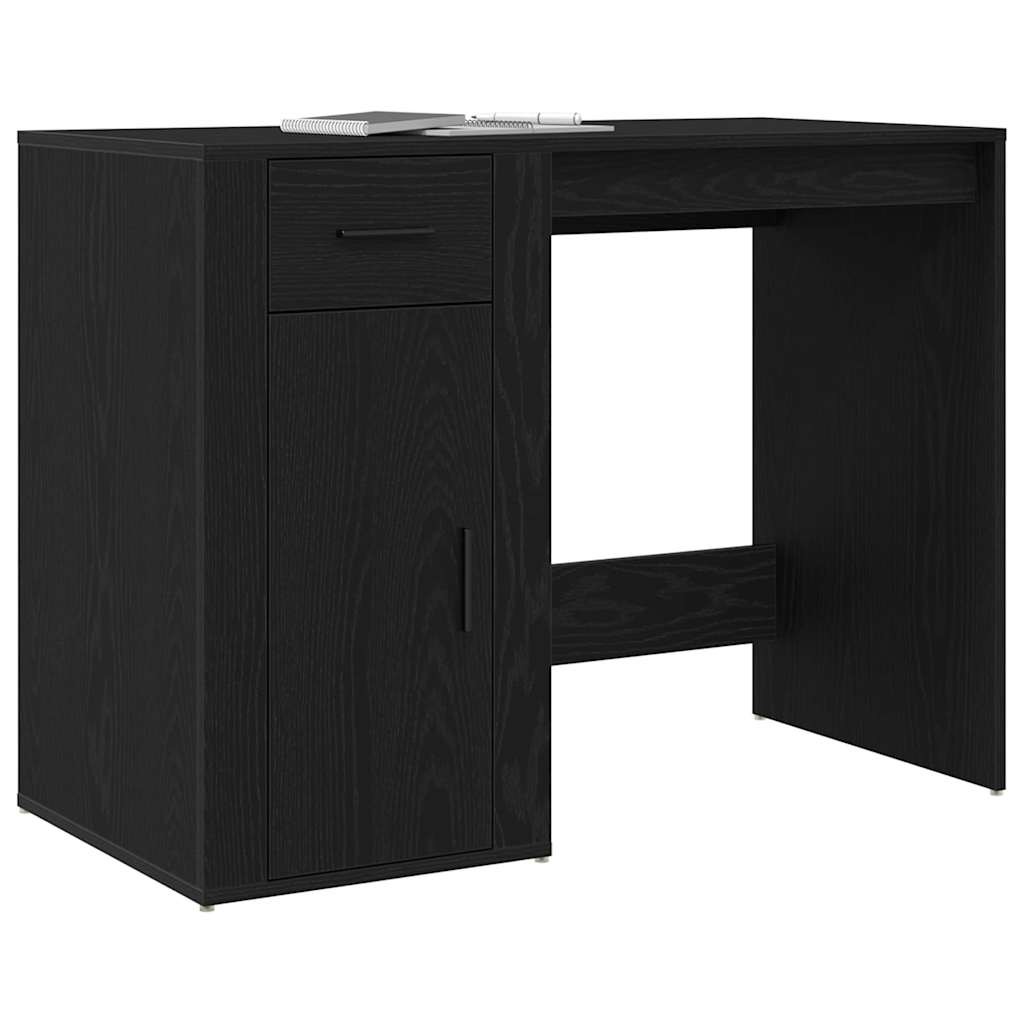 Bureau met lade Zwart Eiken 100 x 49 x 74 cm Bewerkt hout is nu te koop bij PeponiXL, paradijselijk wonen!