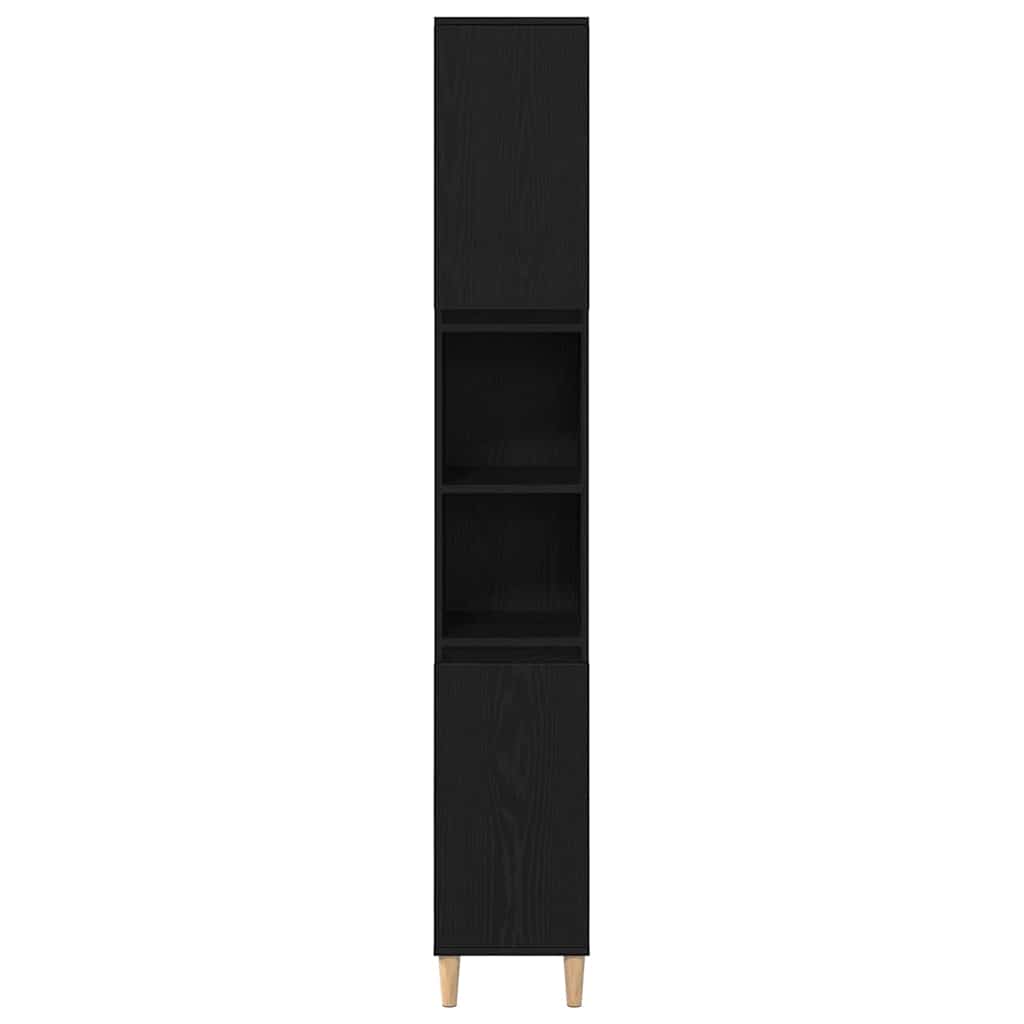 Badkamer Kast Zwart Eiken 30 x 30 x 190 cm Bewerkt hout is nu te koop bij PeponiXL, paradijselijk wonen!