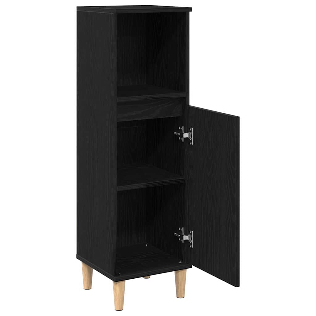 Badkamerkast Zwart Eiken 30 x 30 x 100 cm Bewerkt hout is nu te koop bij PeponiXL, paradijselijk wonen!