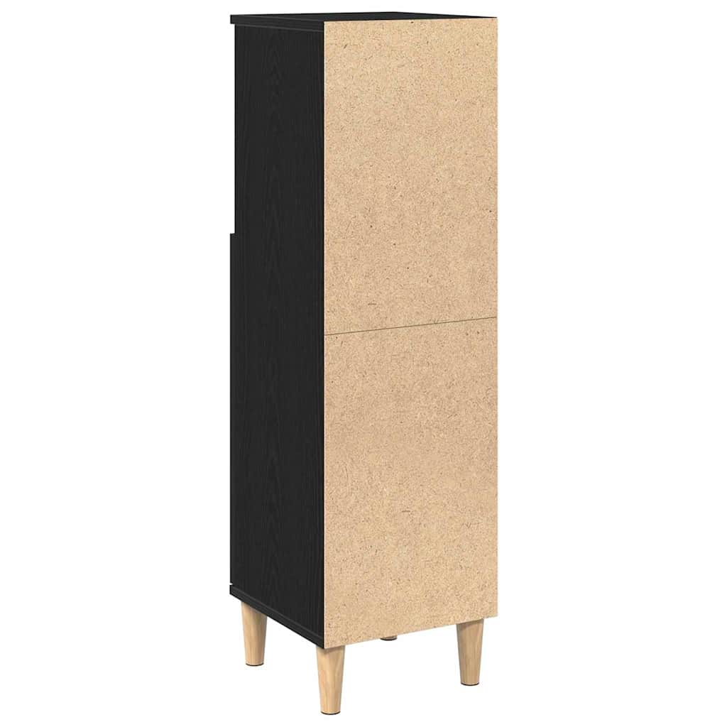 Badkamerkast Zwart Eiken 30 x 30 x 100 cm Bewerkt hout is nu te koop bij PeponiXL, paradijselijk wonen!
