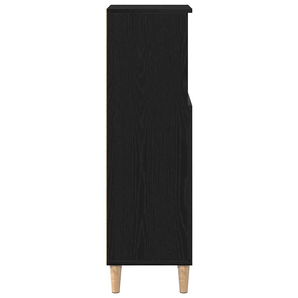 Badkamerkast Zwart Eiken 30 x 30 x 100 cm Bewerkt hout is nu te koop bij PeponiXL, paradijselijk wonen!