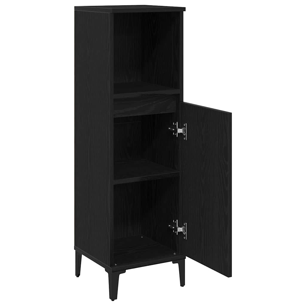 Badkamer Kast Zwart Eiken 30 x 30 x 100 cm Bewerkt hout is nu te koop bij PeponiXL, paradijselijk wonen!