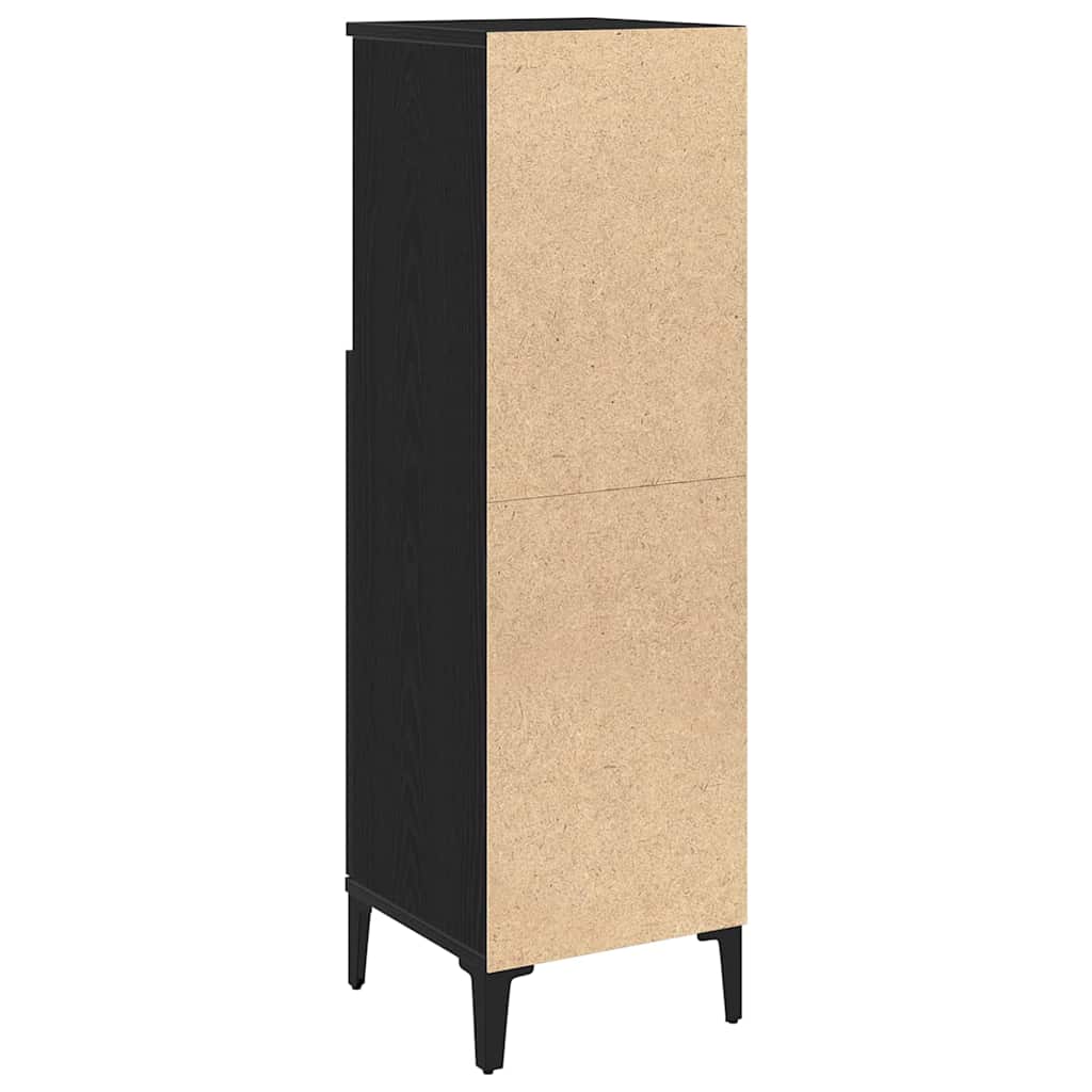 Badkamer Kast Zwart Eiken 30 x 30 x 100 cm Bewerkt hout is nu te koop bij PeponiXL, paradijselijk wonen!