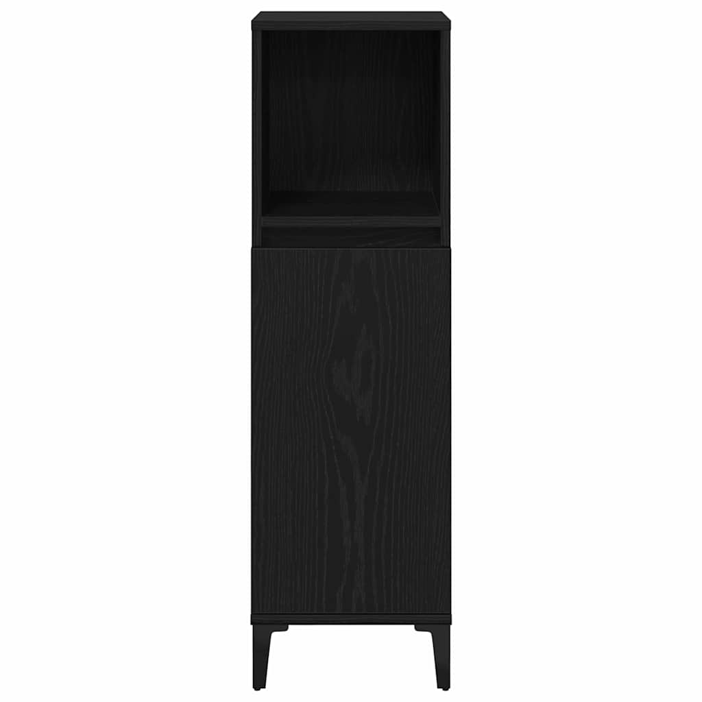 Badkamer Kast Zwart Eiken 30 x 30 x 100 cm Bewerkt hout is nu te koop bij PeponiXL, paradijselijk wonen!