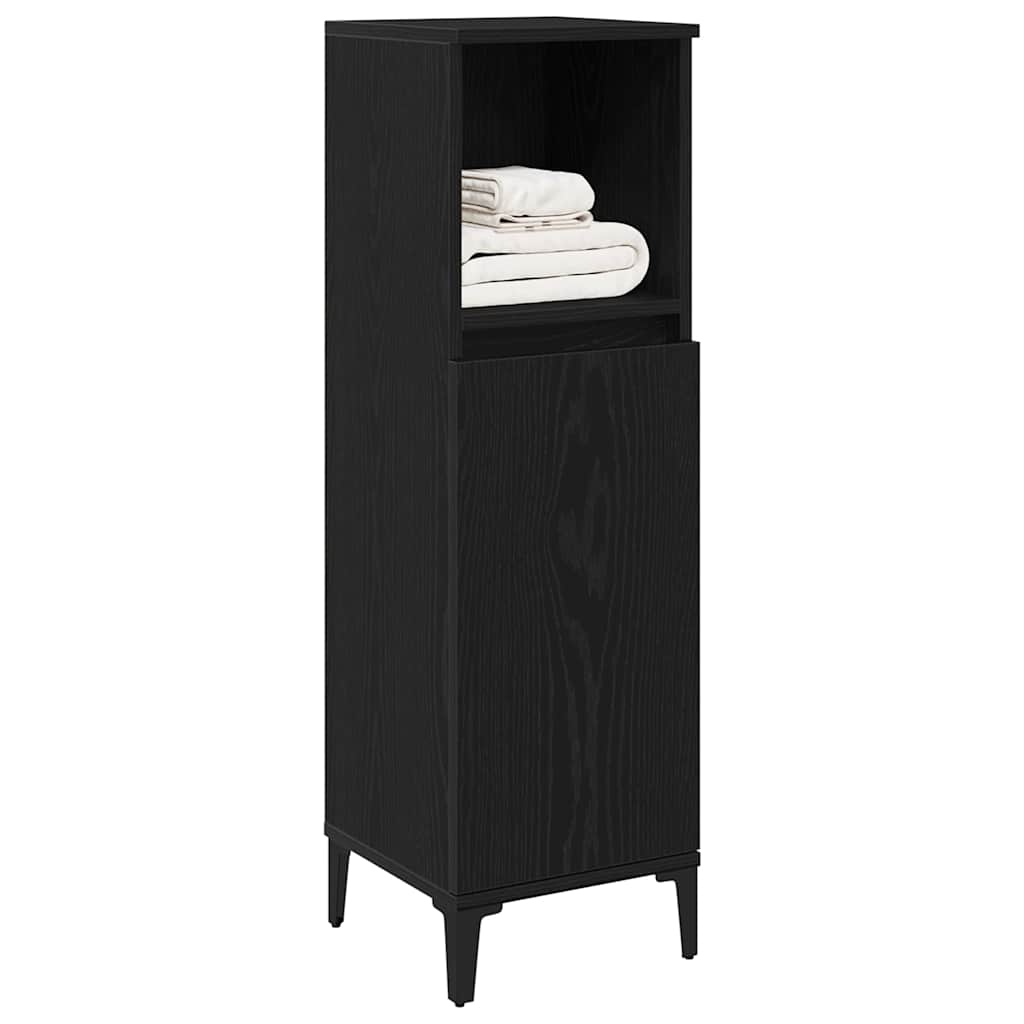 Badkamer Kast Zwart Eiken 30 x 30 x 100 cm Bewerkt hout is nu te koop bij PeponiXL, paradijselijk wonen!