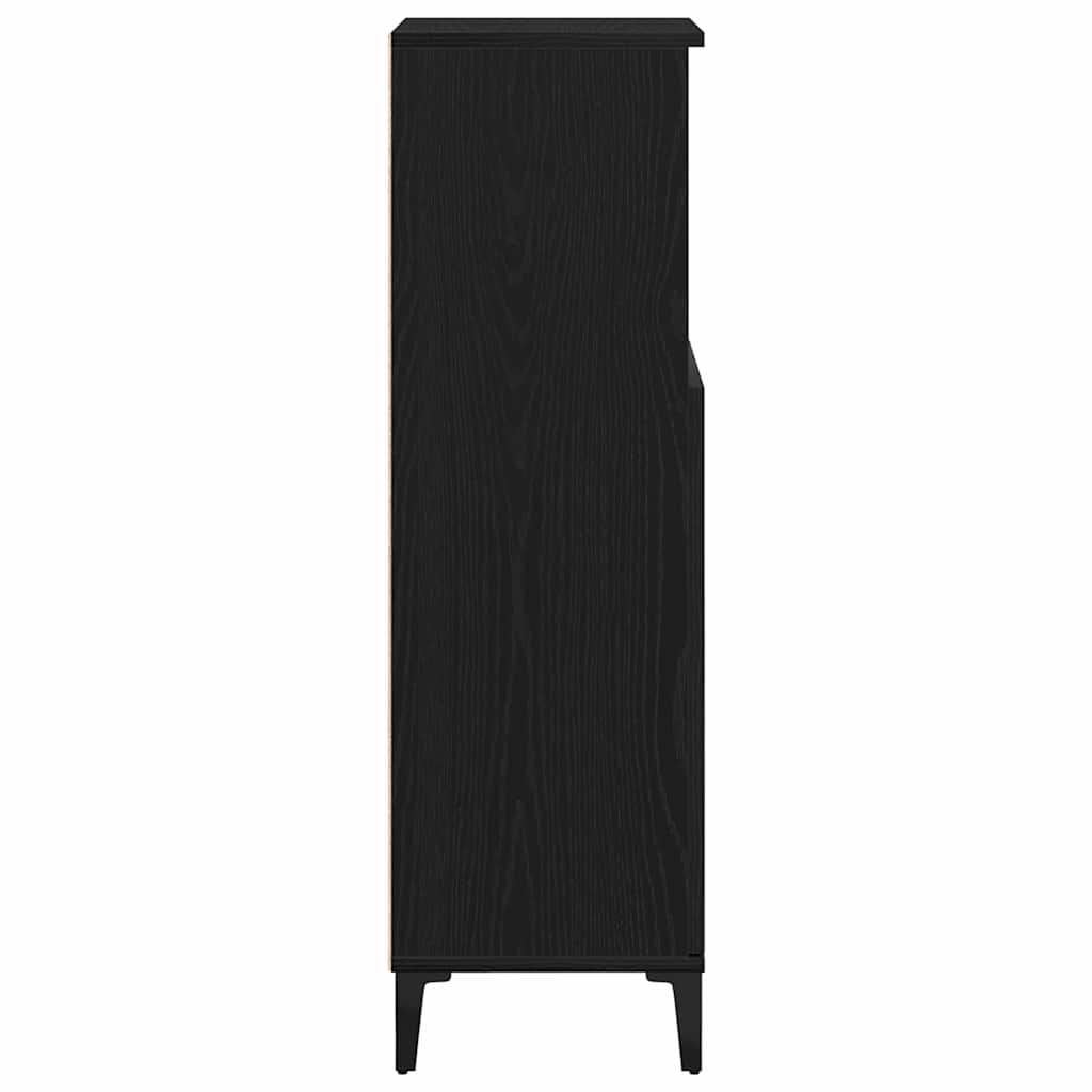 Badkamer Kast Zwart Eiken 30 x 30 x 100 cm Bewerkt hout is nu te koop bij PeponiXL, paradijselijk wonen!