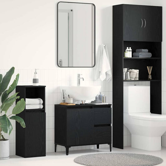 Badkamer Kast met lade Zwart Eiken 65 x 33 x 60 cm Bewerkt hout is nu te koop bij PeponiXL, paradijselijk wonen!