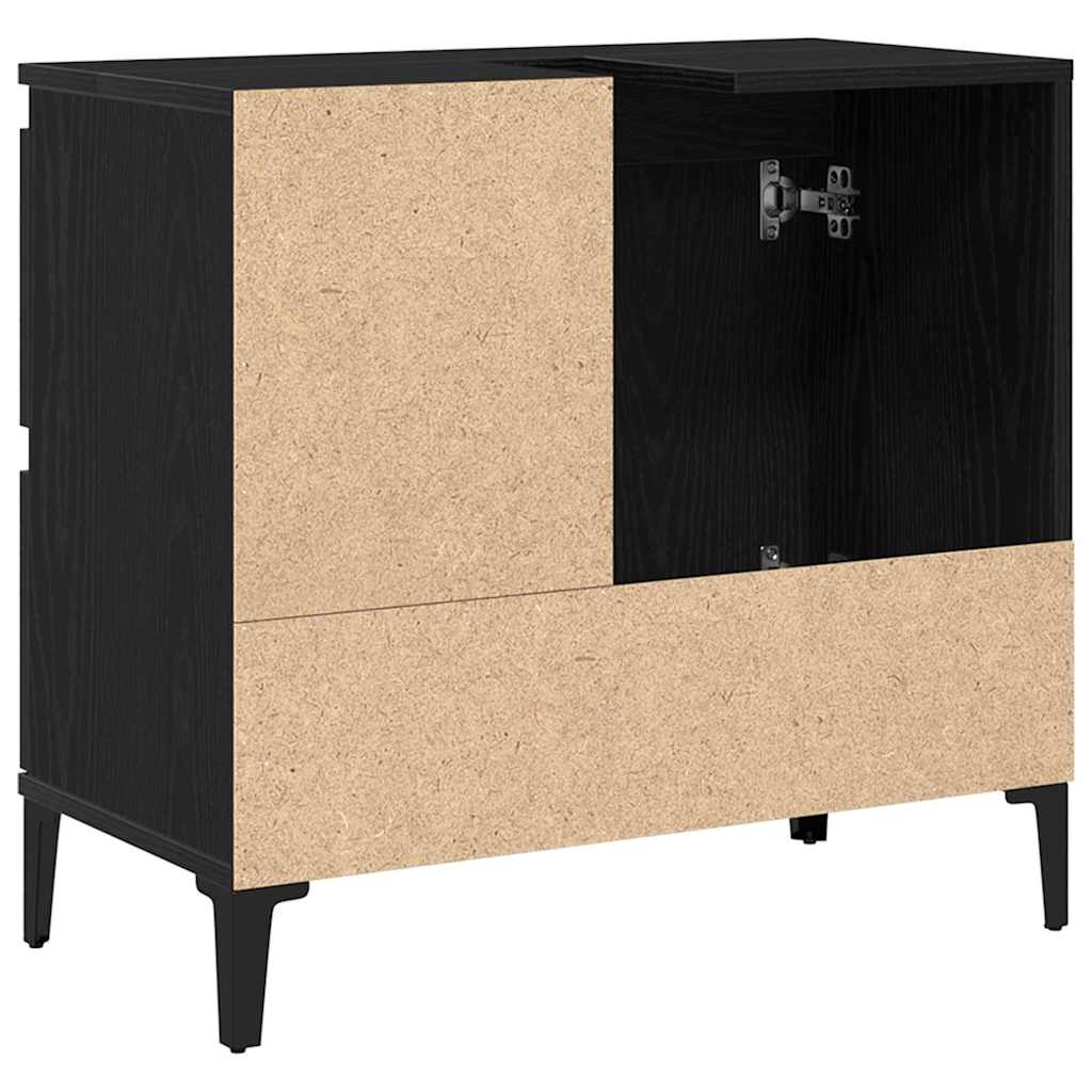 Badkamer Kast met lade Zwart Eiken 65 x 33 x 60 cm Bewerkt hout is nu te koop bij PeponiXL, paradijselijk wonen!