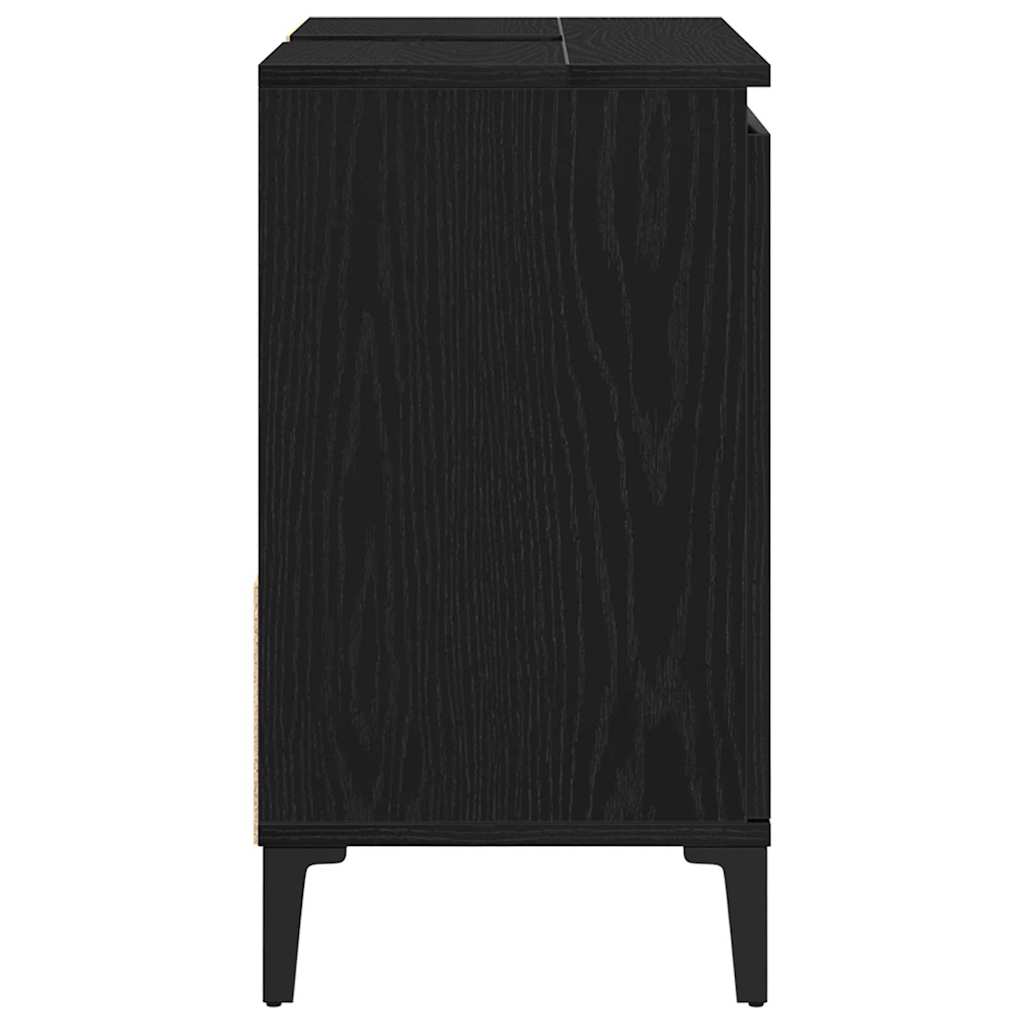 Badkamer Kast met lade Zwart Eiken 65 x 33 x 60 cm Bewerkt hout is nu te koop bij PeponiXL, paradijselijk wonen!