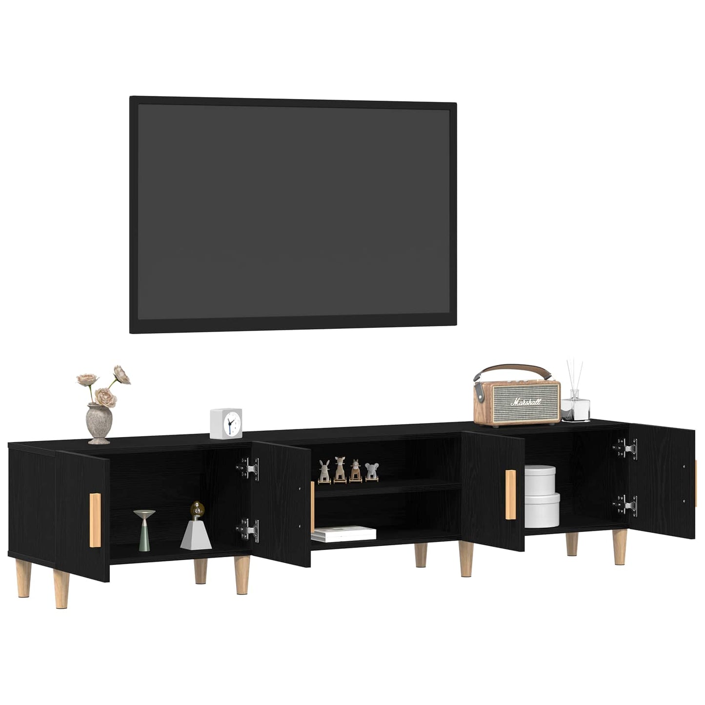 TV-kast Zwart Eiken 180 x 31,5 x 40 cm Bewerkt hout is nu te koop bij PeponiXL, paradijselijk wonen!