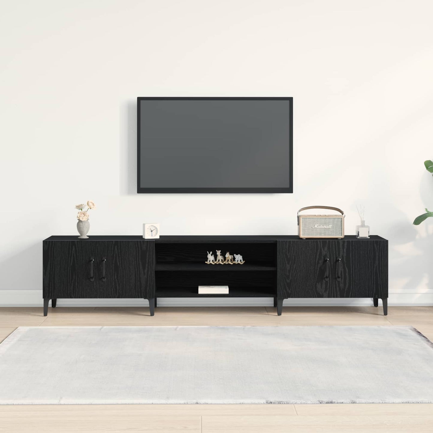TV-kast Zwart Eiken 180 x 31,5 x 40 cm Bewerkt hout is nu te koop bij PeponiXL, paradijselijk wonen!
