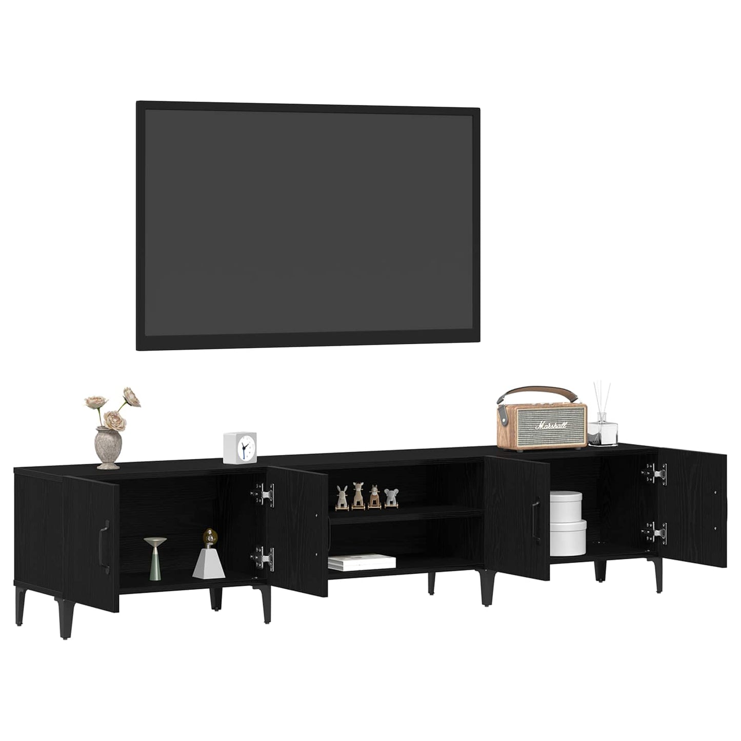 TV-kast Zwart Eiken 180 x 31,5 x 40 cm Bewerkt hout is nu te koop bij PeponiXL, paradijselijk wonen!