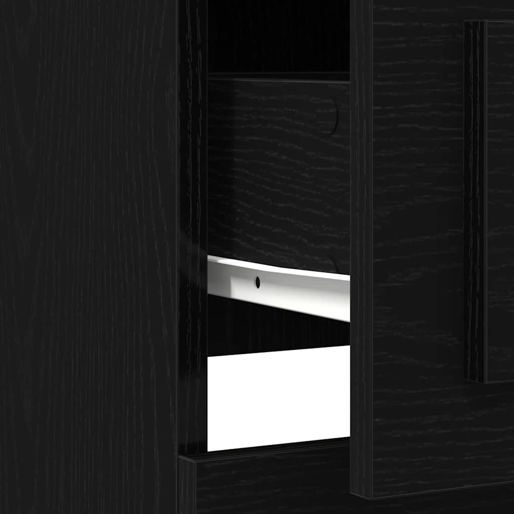 Highboard Zwart Eiken 36 x 35.5 x 103.5 cm Bewerkt hout is nu te koop bij PeponiXL, paradijselijk wonen!