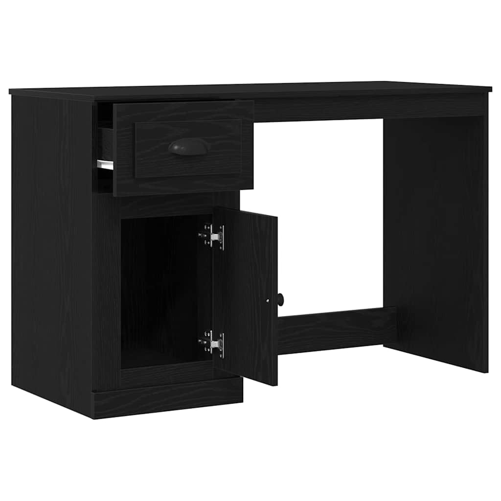 Bureau met lade Zwart Eiken 50 x 115 x 75 cm Bewerkt hout is nu te koop bij PeponiXL, paradijselijk wonen!