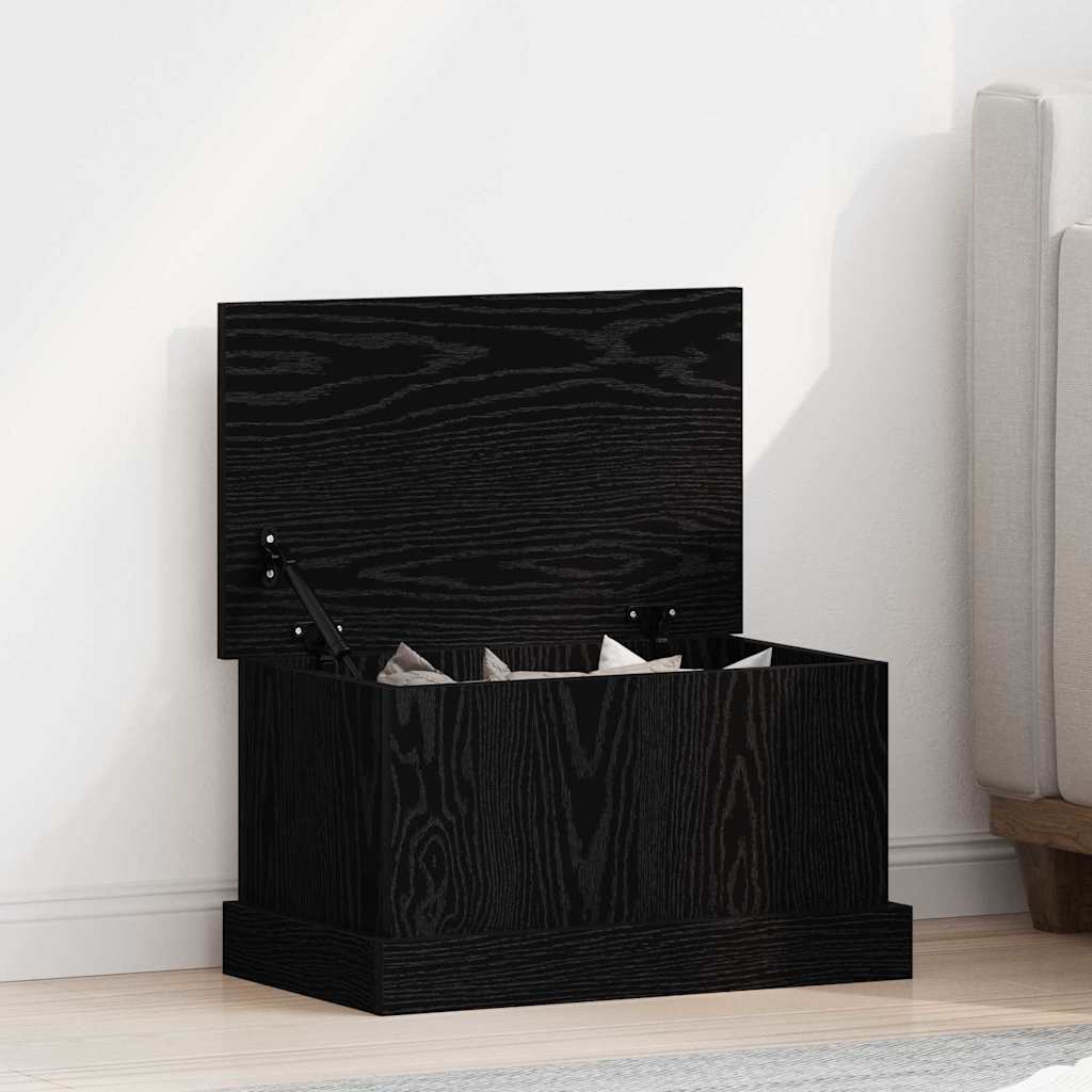 Opslagdoos met opslag Zwart eiken 50 x 30 x 28 cm Bewerkt hout is nu te koop bij PeponiXL, paradijselijk wonen!
